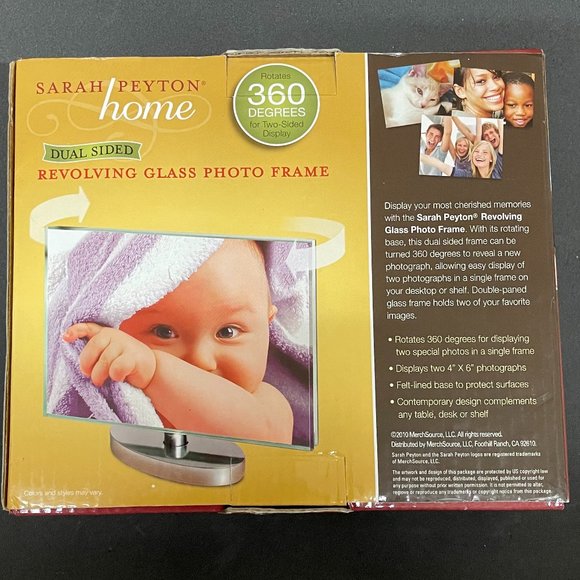 Sarah Peyton Home Dual Sided Revolving Glass Photo Frame Open Box Inspected NEW - Picture 3 of 3